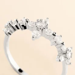 Bague Midnight Flower Argent Blanc Oxyde De Zirconium