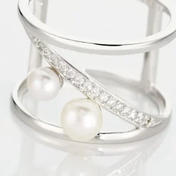 Bague Nissi Argent Blanc Perle De Culture Oxyde De Zirconium