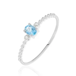 Bague Noria Or Blanc Topaze Et Oxyde De Zirconium
