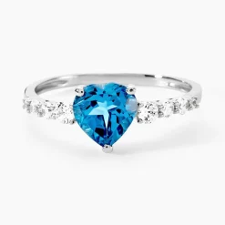 Bague Or Blanc Fany Topaze Oxydes De Zirconium