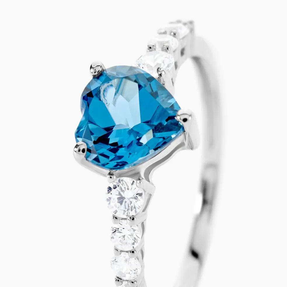 Bague Or Blanc Fany Topaze Oxydes De Zirconium