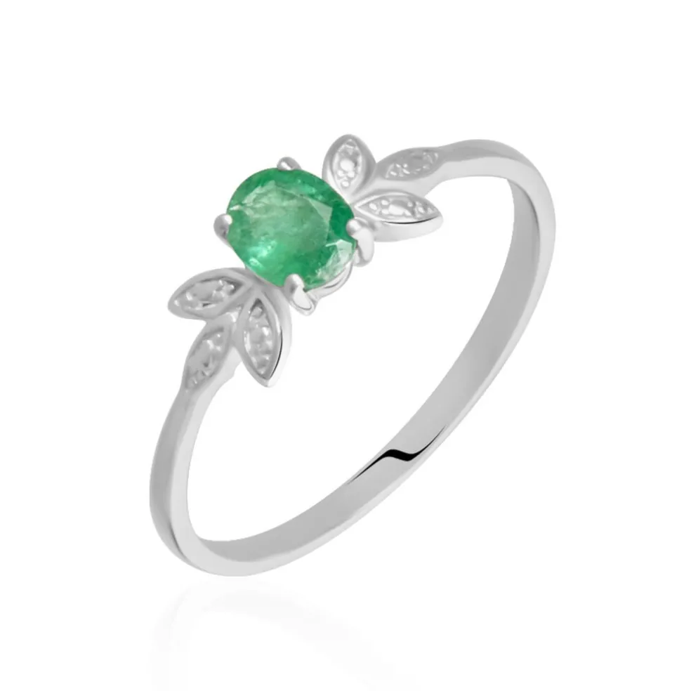 Bague Or Blanc Febe Emeraude