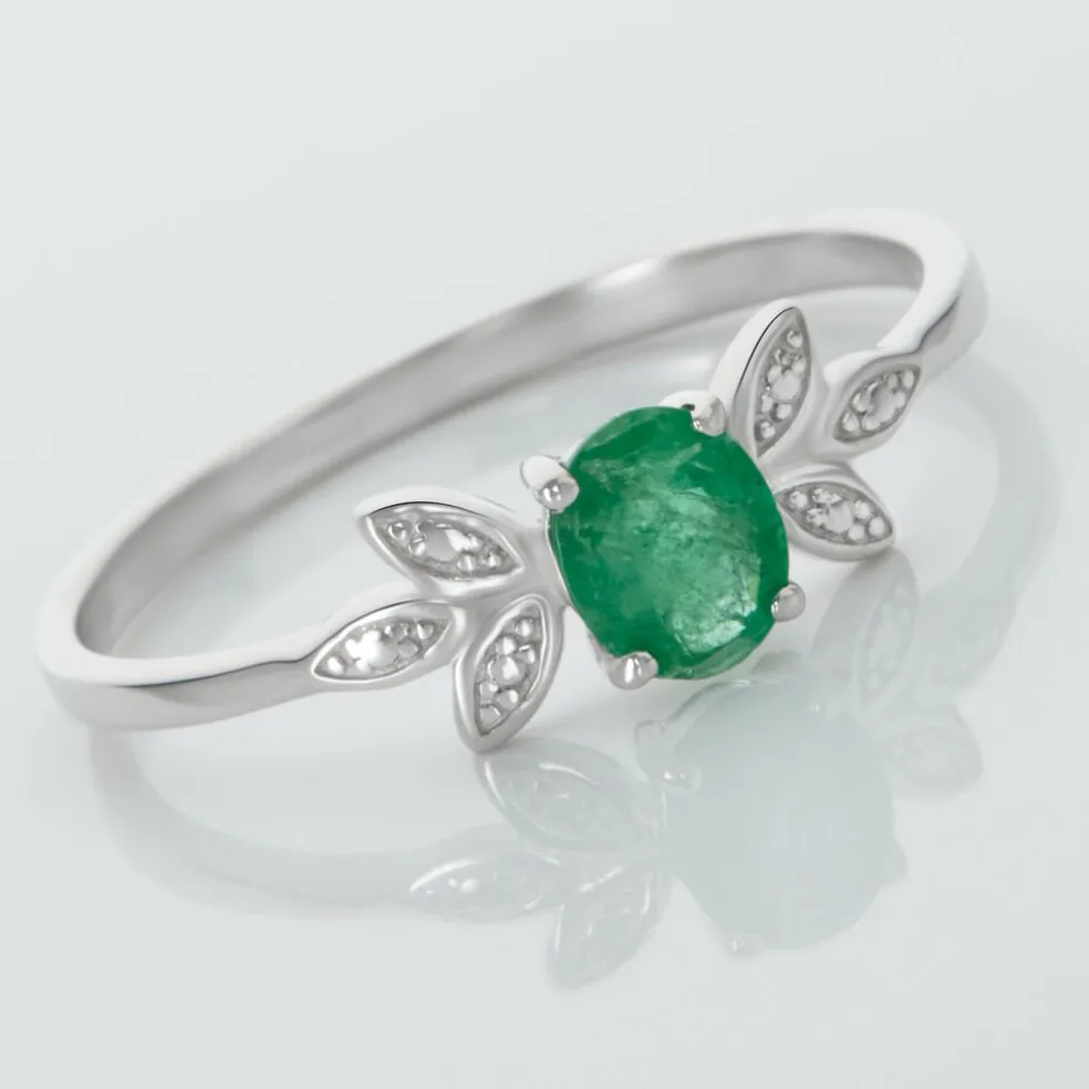 Bague Or Blanc Febe Emeraude