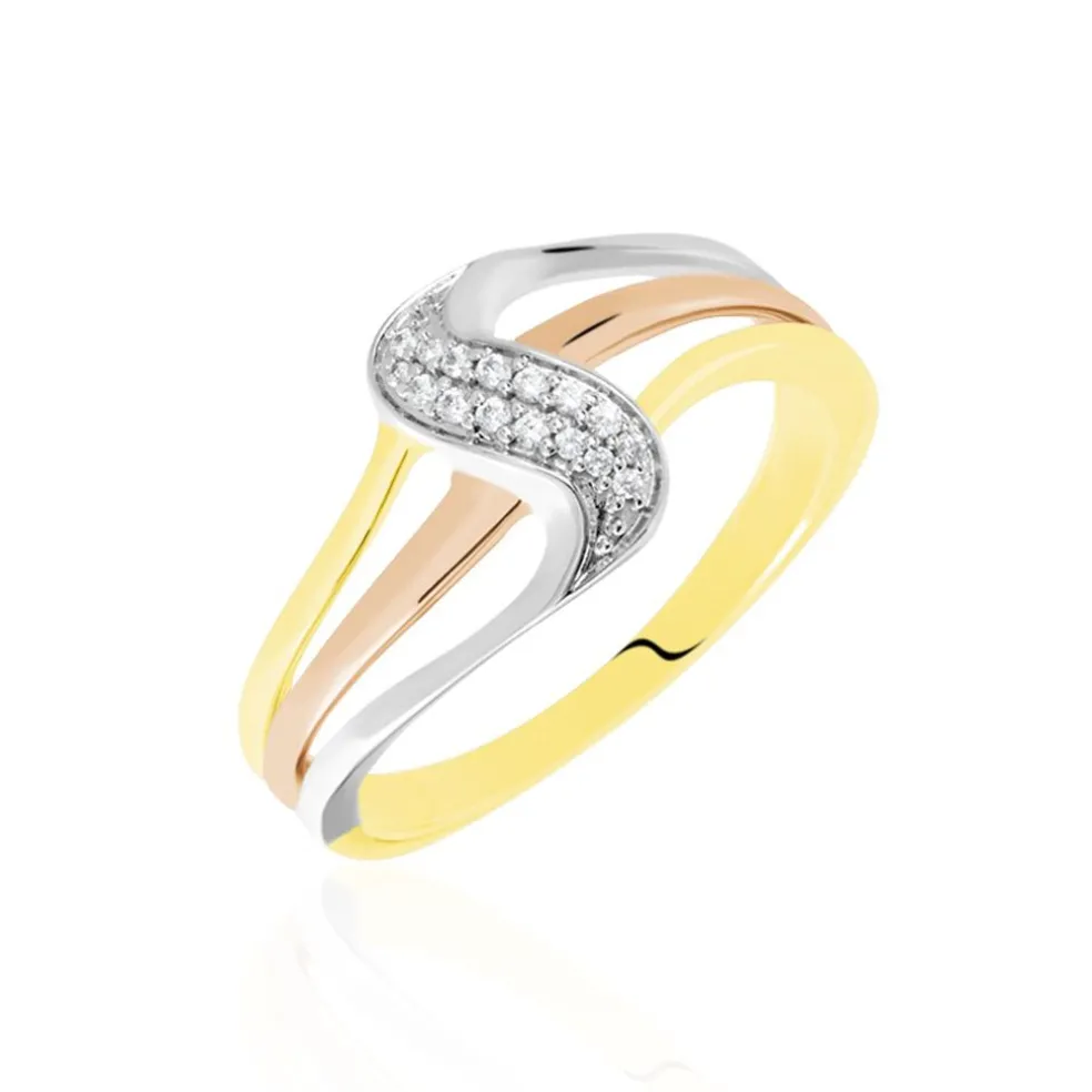 Bague Or Tricolore Dionyse Oxydes De Zirconium