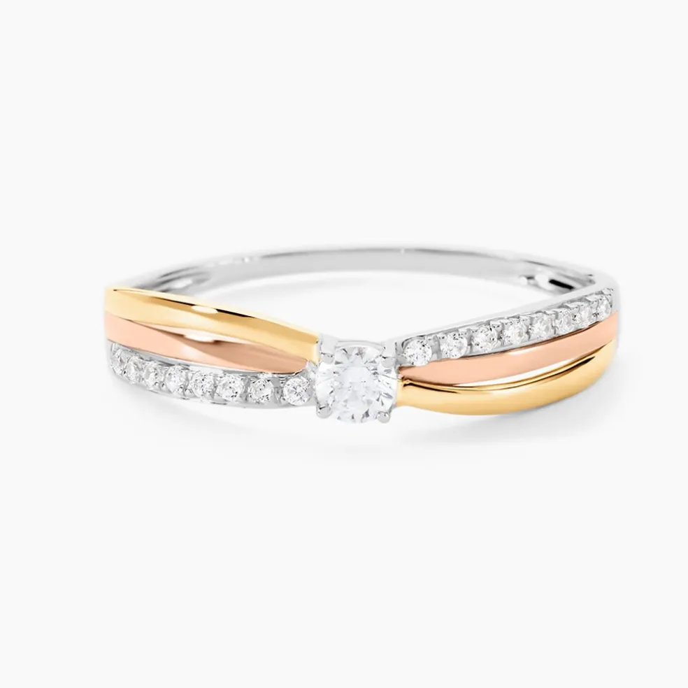 Bague Or Tricolore Peregrine Oxyde De Zirconium