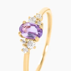 Bague Pansy Or Jaune Améthyste Oxyde De Zirconium