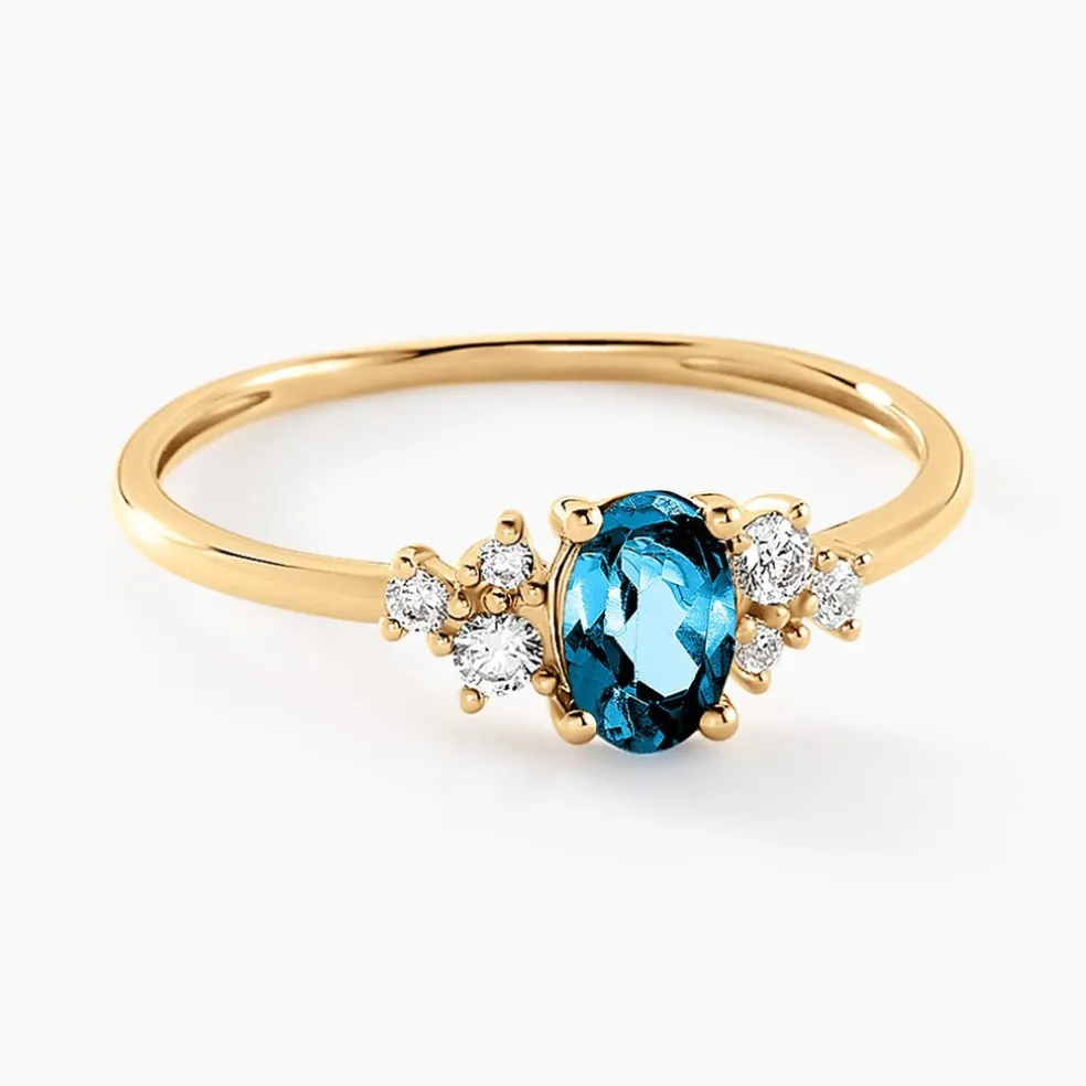 Bague Pansy Or Jaune Topaze Oxyde De Zirconium