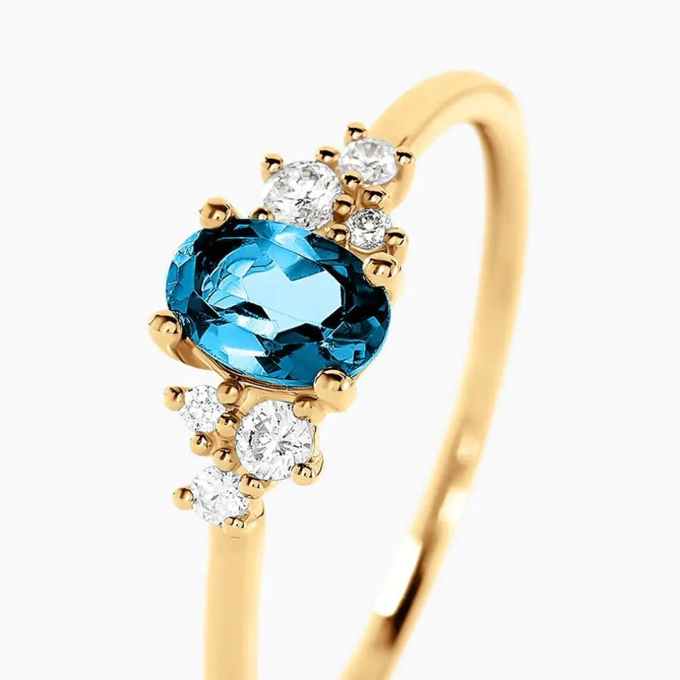 Bague Pansy Or Jaune Topaze Oxyde De Zirconium