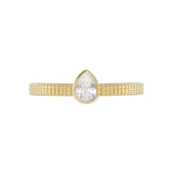 Bague Plaqué Or Lame Oxyde De Zirconium