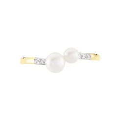 Bague Primo Or Jaune Perle De Culture Et Oxyde De Zirconium