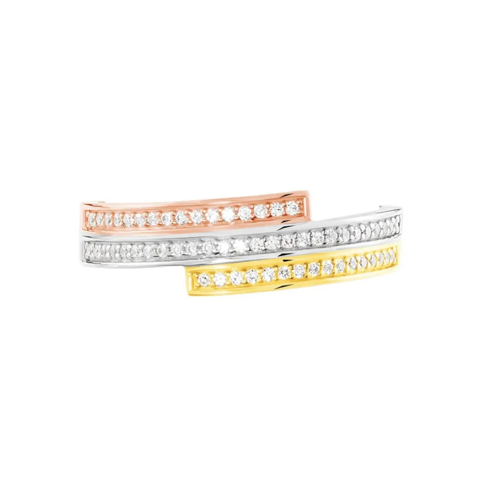 Bague Rama Or Tricolore Oxyde De Zirconium