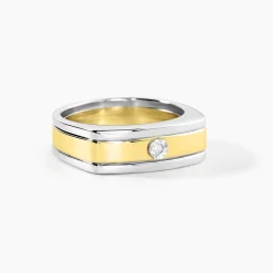 Bague Robinson Argent Bicolore Rhodié Diamant Blanc