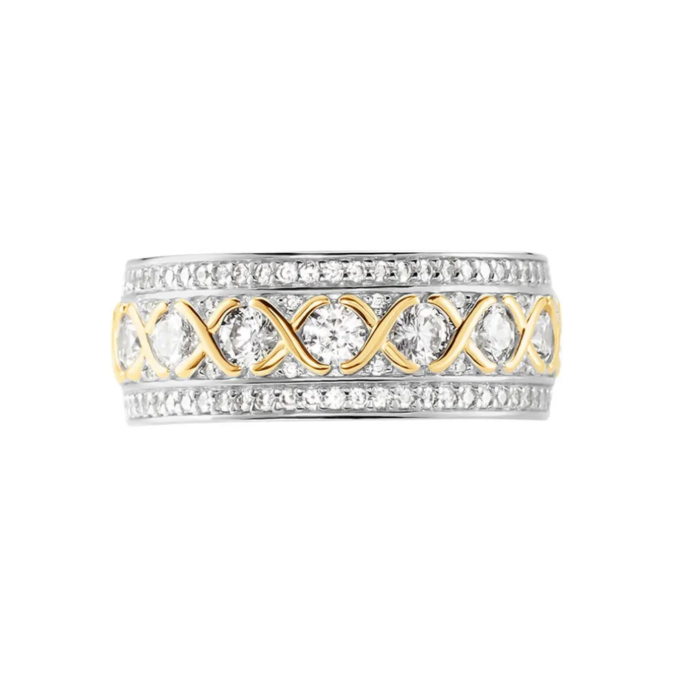 Bague Rome Argent Bicolore Oxyde De Zirconium