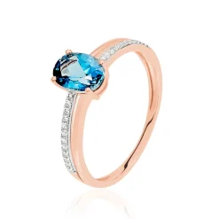 Bague Sarika Or Rose Topaze Et Oxyde De Zirconium