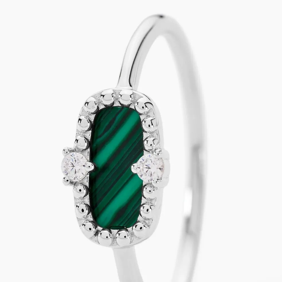 Bague Serafine Argent Blanc Malachite Oxyde De Zirconium