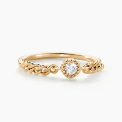 Bague Serenity Plaque Or Jaune Oxyde De Zirconium