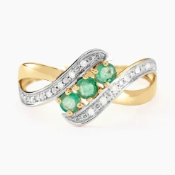 Bague Simma Or Jaune Diamant Et Emeraude