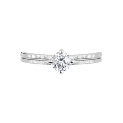 Bague Solitaire Argent Blanc Candi Oxyde De Zirconium