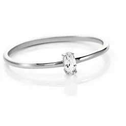 Bague Solitaire Argent Blanc  1er Solitaire Oxyde De Zirconium