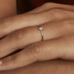 Bague Solitaire Argent Blanc  1er Solitaire Oxyde De Zirconium