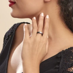 Bague Solitaire Ceramik Design Argent  Oxyde De Zirconium Et Céramique