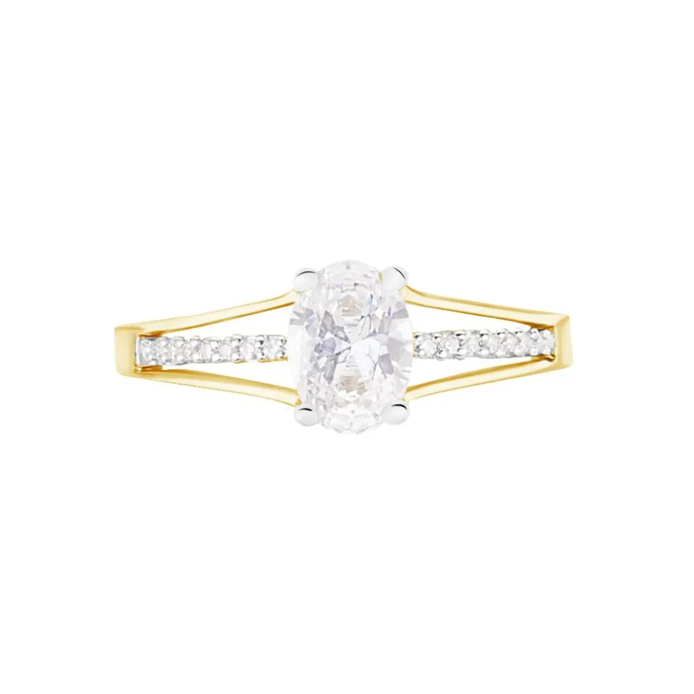 Bague Solitaire Fallon Or Jaune Oxyde De Zirconium