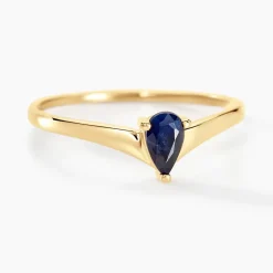 Bague Solitaire Goutte Or Jaune Saphir