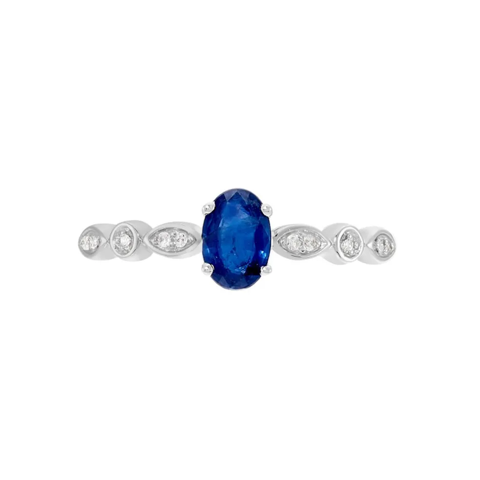 Bague Solitaire Michaela Or Blanc Saphir Et Diamant