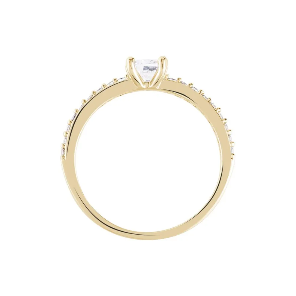 Bague Solitaire Mireilla Plaqué Or Jaune Oxyde De Zirconium