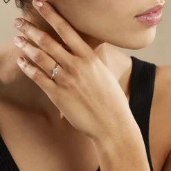 Bague Solitaire Natalia Or Blanc Diamant Synthetique