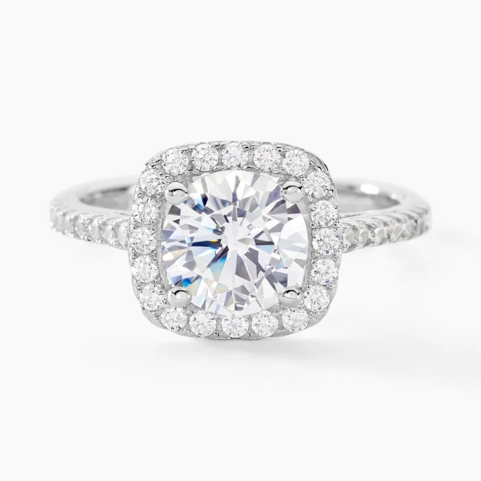 Bague Solitaire Soa Argent Blanc Oxyde De Zirconium
