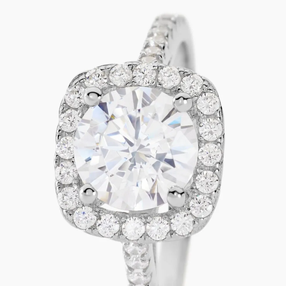 Bague Solitaire Soa Argent Blanc Oxyde De Zirconium