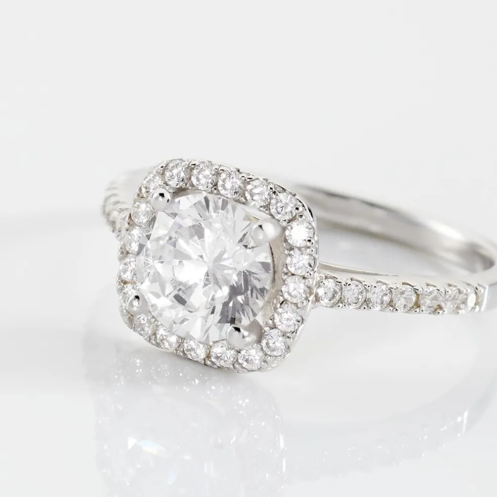 Bague Solitaire Soa Argent Blanc Oxyde De Zirconium