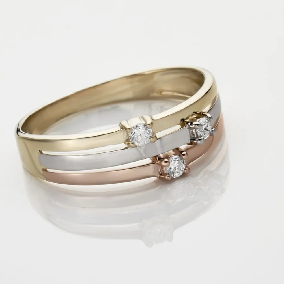 Bague Superposition Or Tricolore Diamant