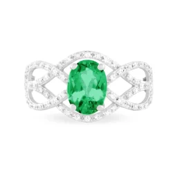 Bague Tina Or Blanc Emeraude Et Diamant