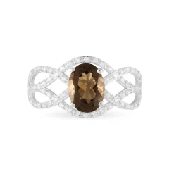 Bague Tina Or Blanc Quartz Et Diamant