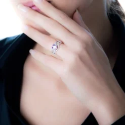 Bague Tina Or Blanc Quartz Et Diamant