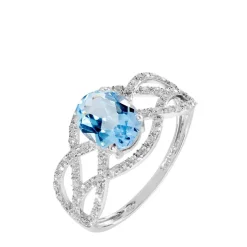 Bague Tina Or Blanc Topaze Et Diamant