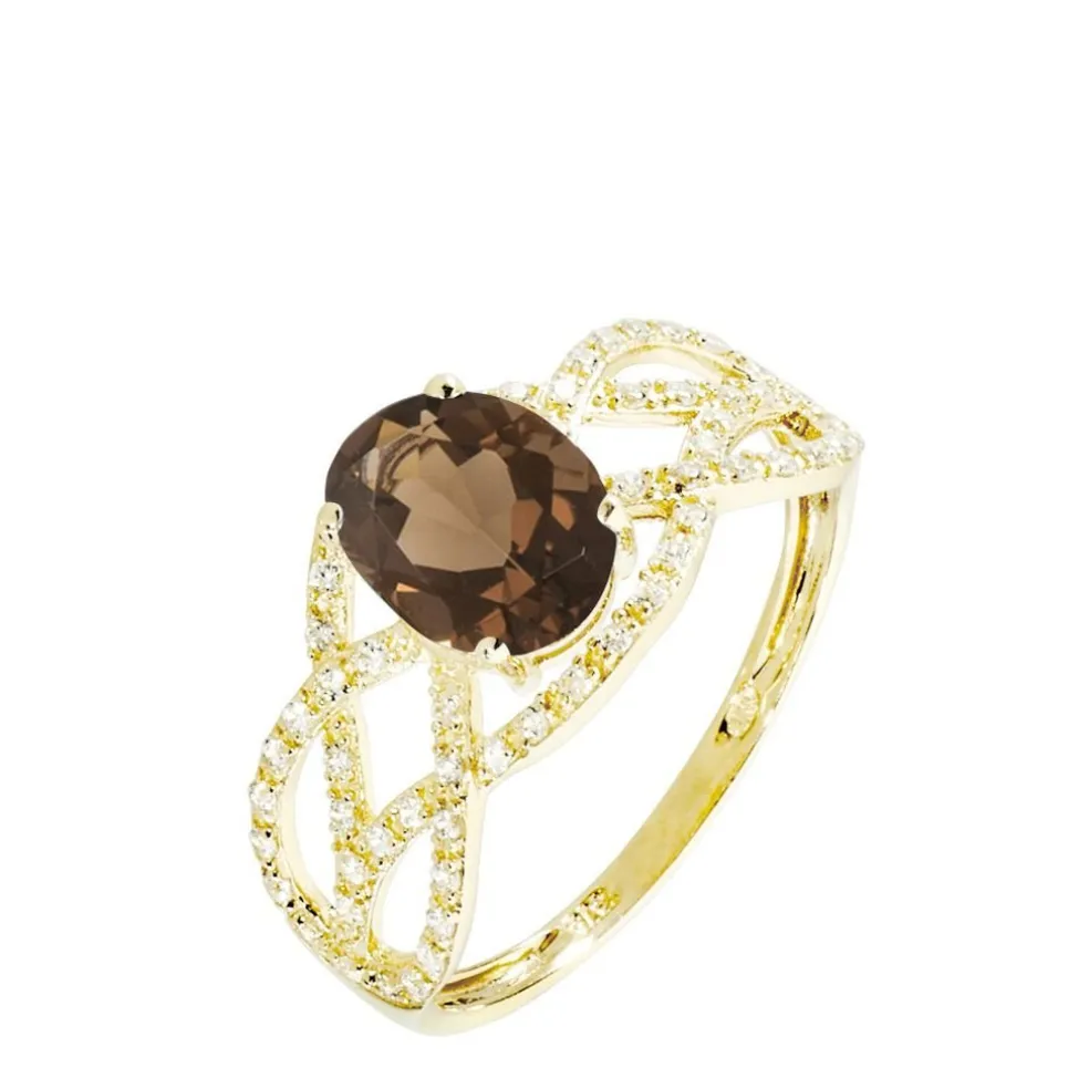 Bague Tina Or Jaune Quartz Et Diamant