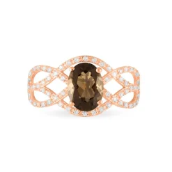 Bague Tina Or Rose Quartz Et Oxyde De Zirconium