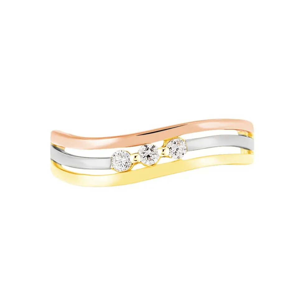 Bague Troyen Or Tricolore Diamant