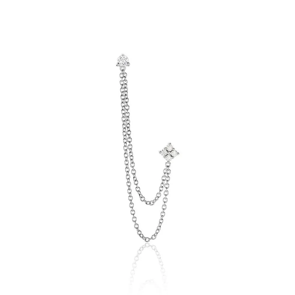 Bijou D'oreille Unitaire Arthusa Argent Blanc Oxyde De Zirconium