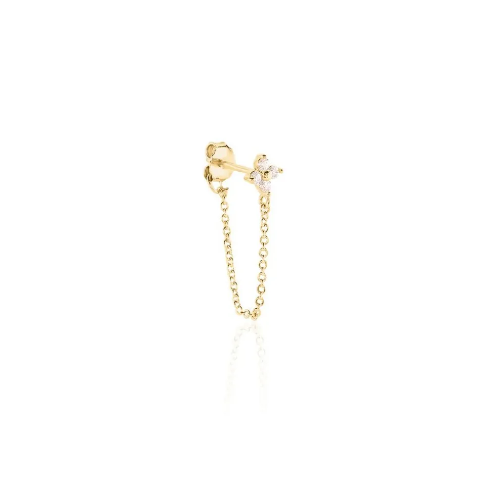 Bijou D'oreille Unitaire Astrid Plaqué Or Jaune Oxyde De Zirconium