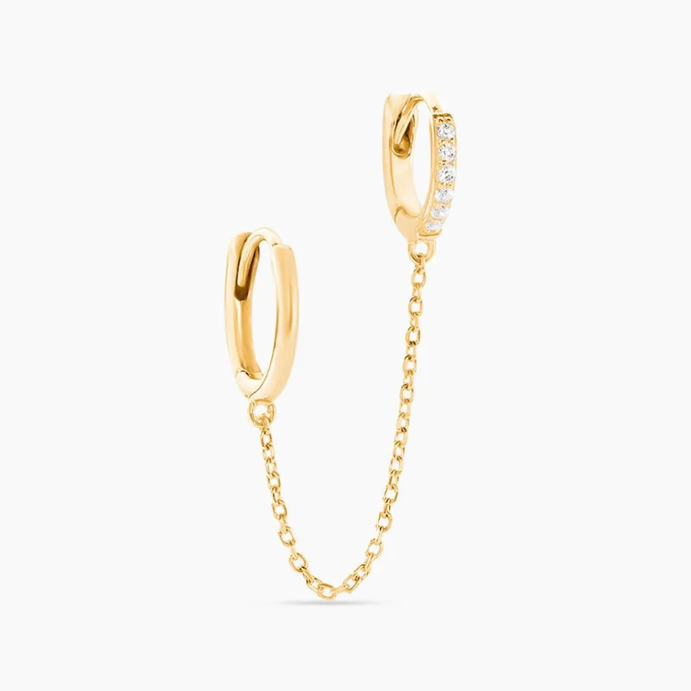 Bijou D'oreille Unitaire Briallen Or Jaune Oxyde De Zirconium