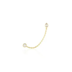 Bijou D'oreille Unitaire Pendante Larus Or Jaune Oxyde De Zirconium