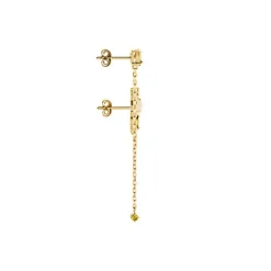 Bijou D'oreilles Angelica Plaque Or Jaune Oxyde Zirconium Labradorite