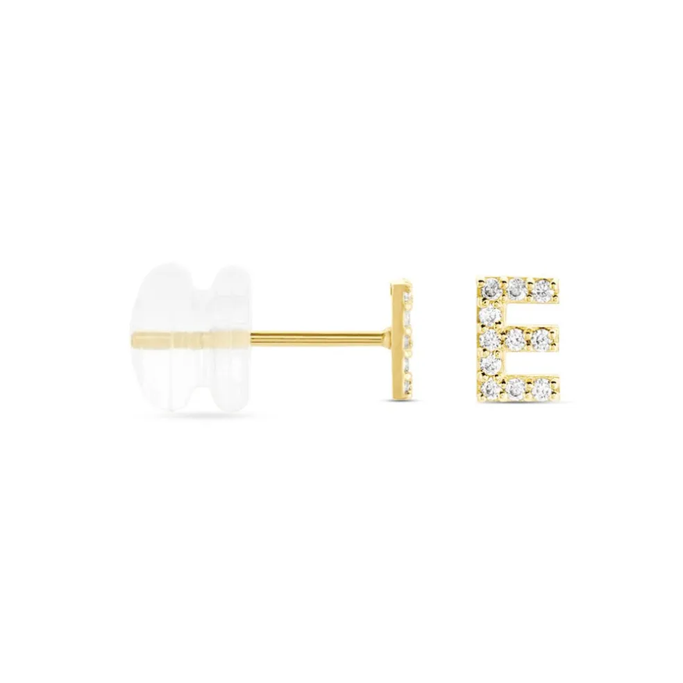 Boucle D'oreille Puce Unitaire Jodoca Or Jaune Oxyde De Zirconium