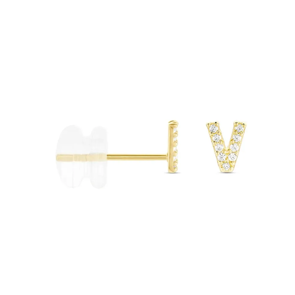 Boucle D'oreille Puce Unitaire Jodoca Or Jaune Oxyde De Zirconium
