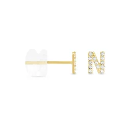 Boucle D'oreille Puce Unitaire Jodoca Or Jaune Oxyde De Zirconium