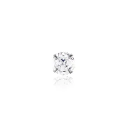 Boucle D'oreille Puce Unitaire Niels Argent Blanc Oxyde De Zirconium